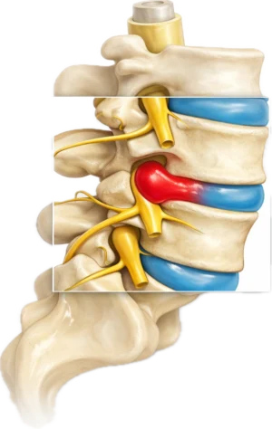 Πλάγια απεικόνιση οσφυϊκής μοίρας με κήλη μεσοσπονδυλίου δίσκου
